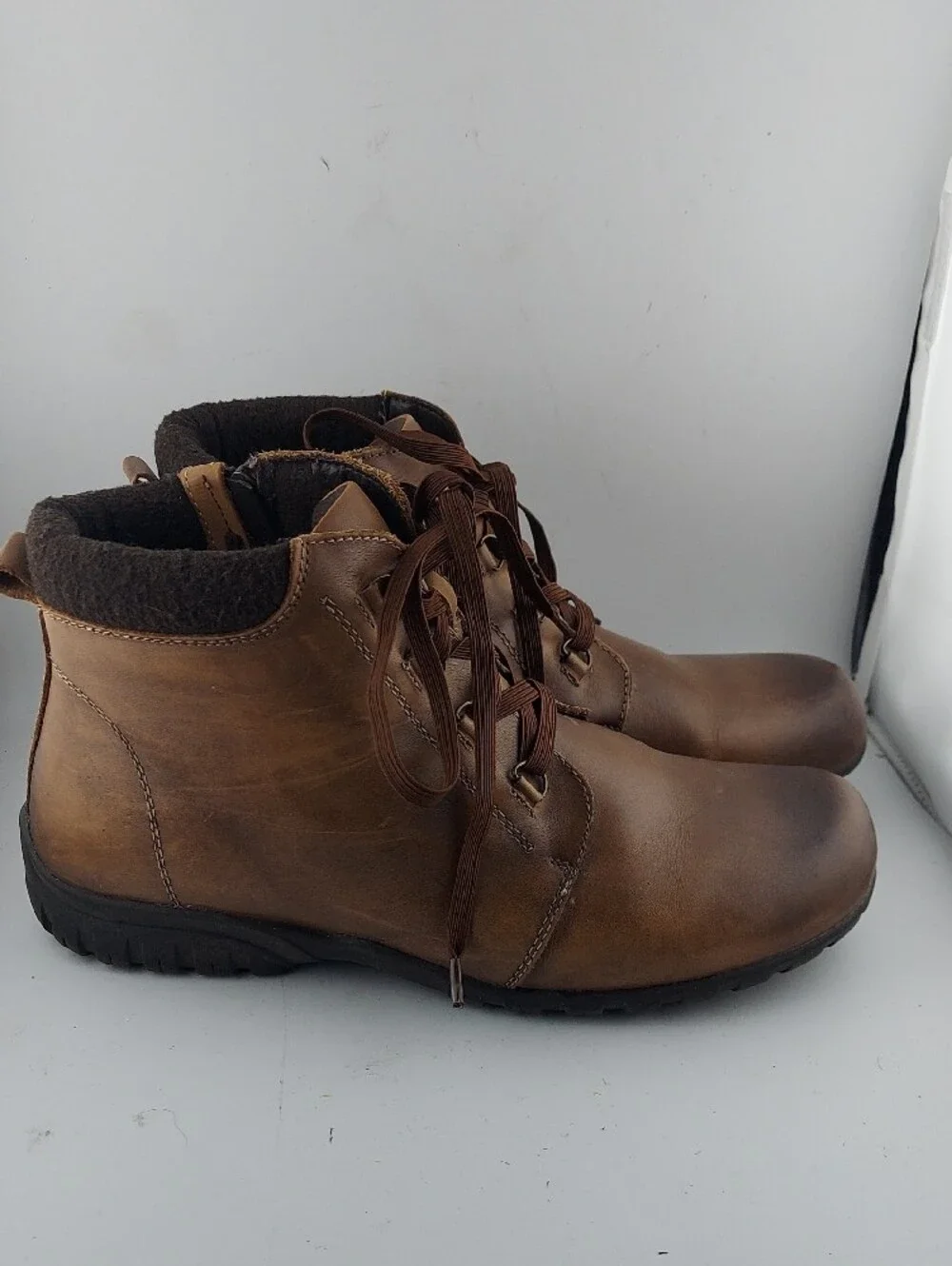 Propet Brown Lace-Up Leather Hiking  Ankle Boots Size 9.5